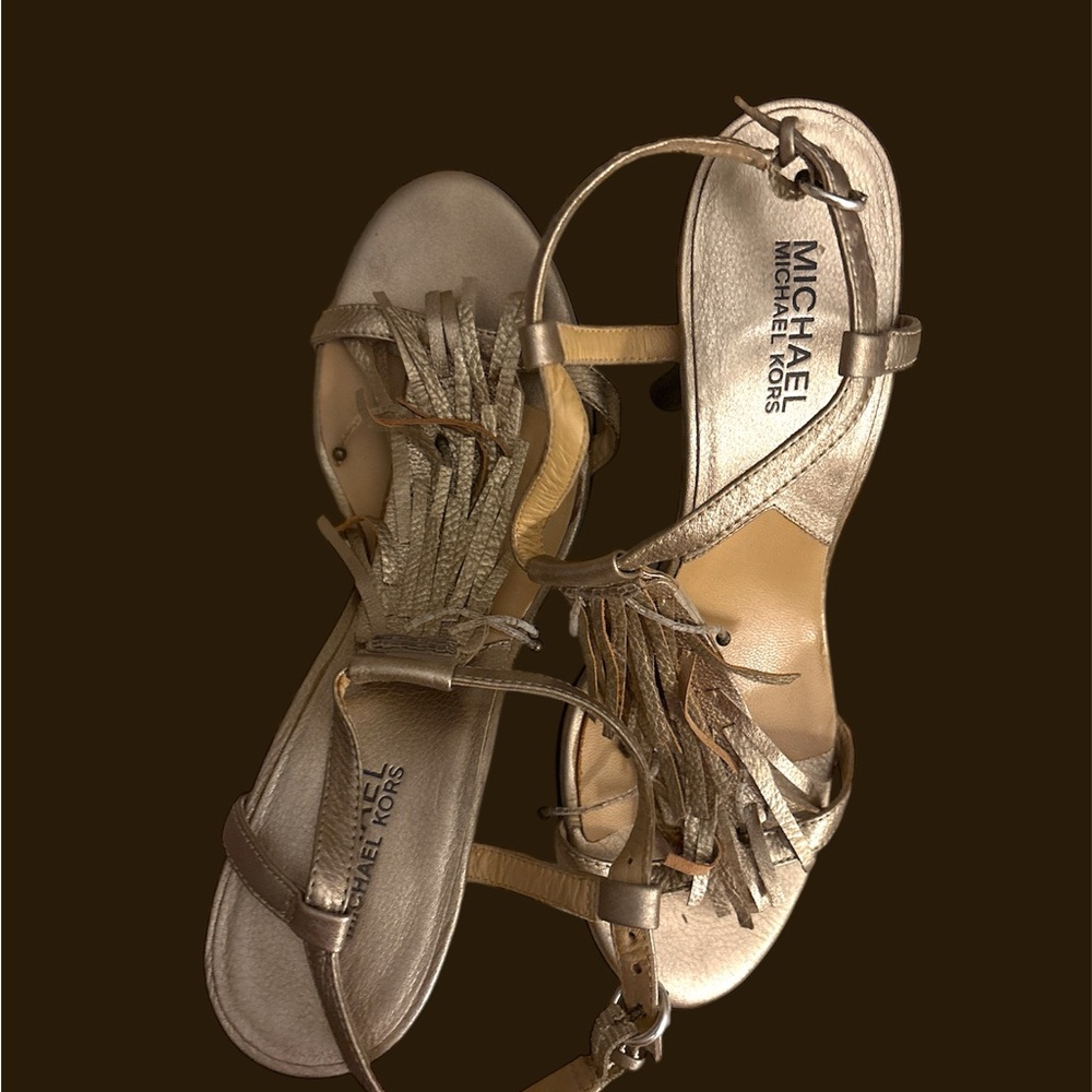 Michael Kors Gold Fringe Sandals
